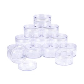 BENECREAT 12-Piece Set 1.7 fl oz (50 ml) Small Round Case, Plastic Case, Accessories, Beads, Cosmetics, Nail Parts Storage Box, Refill Containers, Small Storage Box, Clear