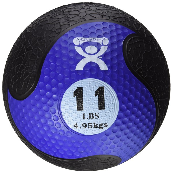 CanDo Firm Non-Slip, Dual-Textured, Weighted Medicine Ball for Exercise, Workouts, Plyometrics, Warmups, Core Training and Stability. 9" Diameter - Blue - 11 lb
