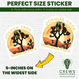 Joshua Tree National Park Sticker, Retro Sunset Joshua Tree Vinyl Decal, National Park Souvenir, Outdoor Adventure Sticker - 5-Inch Sticker - 2-Pack - CCSTICKER00669