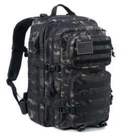 REEBOW GEAR REEBOW GEAR Military Tactical Backpack Large Army 3 Day Assault Pack Molle Bag Backpacks (Black Camo)