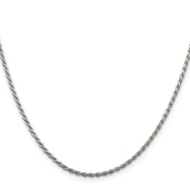 GlittersandGold Sterling Silver 1.85mm Diamond-cut Rope Chain Necklace