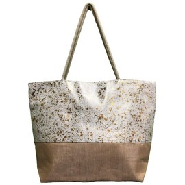 SEVNLUX Beach Bag Large for Gym Beach Travel Daily Tote Bags with Top Zipper Closure, Cotton Rope Handles. (Gold Splash)