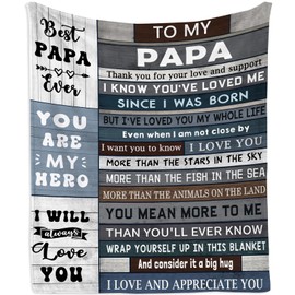Mubpean Papa Gifts Blanket 60"X50", Gift for Papas, Grandpa Gifts, Papa Grandpa Birthday Gift, Best Papa Present from Grandchild, Grandfather Christmas Fathers Day Throw Blanket