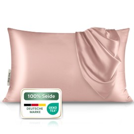 bene-sleep. Bio Seidenkissenbezug 40x80cm für Hautregeneration - Deutsche Premium Marke. Kissenbezug 100% Bio Maulbeerseide – Beauty Geheimnis gegen Akne, Falten und Haarbruch (Rose Pink)
