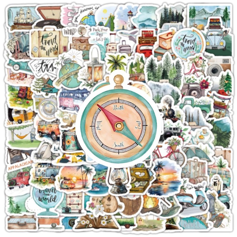 103 Pcs Outdoor Travel & Adventure Stickers, Vinyl Decals for