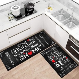 ALXRLXR Kitchen Mats for Floor 2 Piece Set,Farmhouse Kitchen Rug Vintage Style Theme Decor,Absorbent Washable Non-Slip Floor Mats 17x30+17x47 Inches