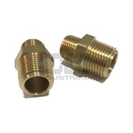 EDGE INDUSTRIAL Brass REDUCING HEX Nipple 1/2" x 3/8" Male NPT MNPT Fuel/AIR/Water/Oil/Gas WOG (Qty 01)