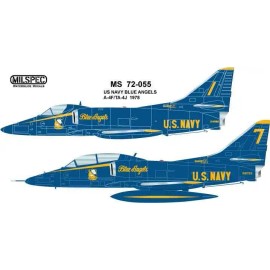 MILSPEC DECAL, MS 72-055, 1/72 SCALE, A-4F/TA-4 SKYHAWK, BLUE ANGELS, 1978