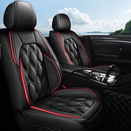 AOMSAZTO Seat Cover Fit for Infiniti G37 2008-2013 2 Front Seats Faux Leather Car Seat Protector Waterproof Faux Leather Anti-Slip Automotive(2 Seats Black)