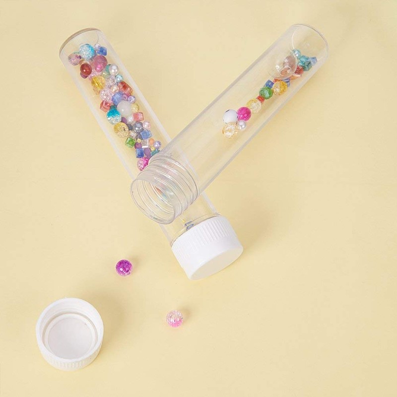 12Pcs 25ML Empty Clear Plastic Test Tubes with White Screw