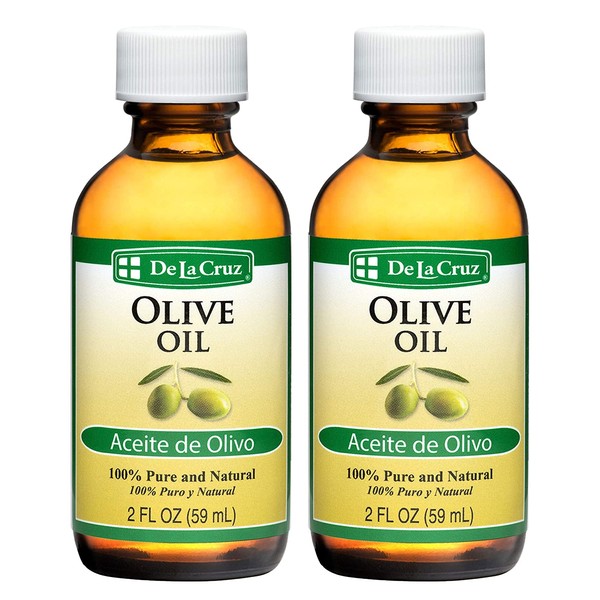 De La Cruz Pure Olive Oil, Non-GMO, Bottled in USA, 2 FL OZ (2 Bottles)