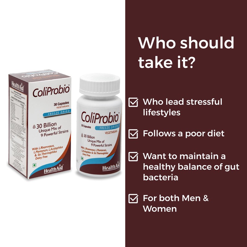 HealthAid ColiProbio 30 Billion Vegetarian Capsules, Pack of 30 Capsules