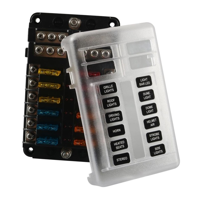 12 Way Fuse Box with Negative Terminals and Fuse Wire