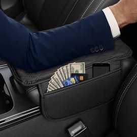 Car Armrest Cushion, Centre Console Car Armrest Protector, Car Accessories Interior with 2 Car Seat Organiser Storage Pockets, Car Interior Accessories for Most Vehicles, SUV, Trucks, Sponge Car