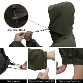 LOOGU Men's Rain Suit - Rain Gear for Men Waterproof, Lightweight Rain Coat, Breathable Mens Rain Jackets Hood and Pants