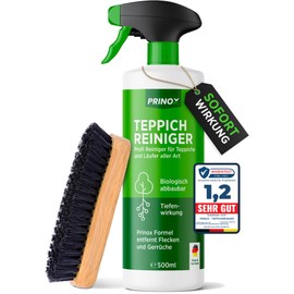 Prinox PRINOX® Profi Teppichreiniger 580ml - Teppichboden Reiniger inkl. Teppich Bürste, schäumend für alle Teppiche - Teppich Reinigungsmittel & Fleckenentferner aus Deutschland