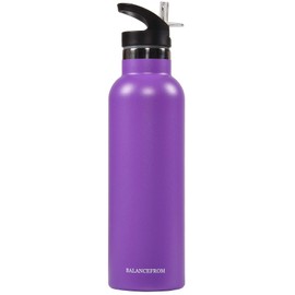 BalanceFrom Double-Wall Vacuum Insulated Stainless Steel Water Bottle, 3 Caps Included, Wide Mouth and Standard Mouth, Multiple Colors and Sizes