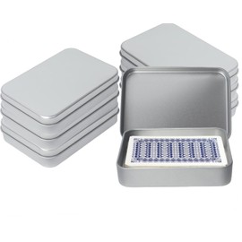 Dmnnlp 6pcs Playing Card Case, Small Mint Tin, Rectangular Metal Tins with Lids, Portable Storage Box for Game Cards Business Trading Cards Candies Teas Earrings Rings Necklace (Silver)
