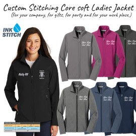 Ink Sitch Women Design your Own Custom Stitching Embroidery Core Soft Shell Jackets - Royal (XL)