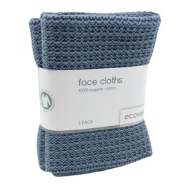 Ecovask Face Cloth 2pk Organic Cotton, Denim
