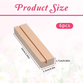 Xelsluthe 6 PCS 3.9Inch Wood Place Card Holders, Table Number Holders, Wooden Picture Wooden Card Holder for Wedding, Ceremony, Home, Party, Decoration, Holders, Events