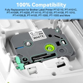 DRNS Compatible Brother P-touch tapes TZe-231 TZe231 TZ231 tape 12 mm 0.47, for Brother Ptouch label tape for labelling device Ptouch 1010 H105 1000 1005 1280 D400 D600 cube black on white x 5