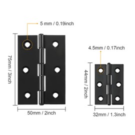 16 Pieces Small Door Hinges Stainless Steel Folding Butt Hinges Home Furniture Hardware Piano Cabinet Door Hinge with 96 Pieces Stainless Steel Screws (Black,1.75 Inch and 3 Inch)