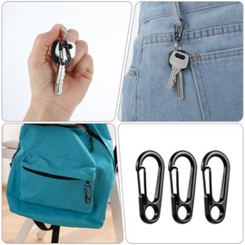 Nogeqi Pack of 20 Mini Carabiner Hooks Small Black Carabiner Clip Mini Carabiner Key Ring Lightweight Small Carabiner Key Carabiner for Climbing, Camping, Travel, Hiking, 3 cm