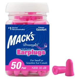 Mack's Dreamgirl Soft Foam Earplugs, 50 Pair, Pink - 30dB NRR, 33dB SNR - Small Ear Plugs for Sleeping, Snoring, Studying, Loud Events, Traveling & Concerts | Mack's