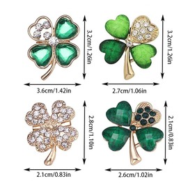 Pack of 4, Women's Four Leaf Clover Brooches, Scarf Pins, Women's Brooch Four-Leaf Clover Rhinestone Brooches for Blouse, Cardigan, Accessories, Dresses, Scarf, Girlfriend, Party Decoration, Gift,