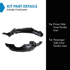 TRQ Inner Fender Liner Set Compatible with 2009-2010 Hyundai Elantra HY1249118 HY1250112