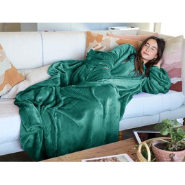 Catalonia Classy Wearable Blanket with Sleeves, Gift for Adults, Women, Men, Extra Soft, Warm, Cuddly, Microplush, Lightweight, Fleece, Cuddly Body Blanket, TV Wrap Throw Blanket with Pocket