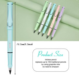 Ainiv Inkless Pencil with Eraser, 5 Sets Infinity Pencil Everlasting Pencil, Reusable Infinite Pencil with Extra 5 Eraser & 5 Replaceable Nibs, Endless Pencil for Home Office School Writing Drawing