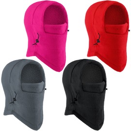 4 Pieces Windproof Ski Face Mask Winter Mask Balaclavas Head Hood for Men Women (Black, Gray, Rose Red, Red)