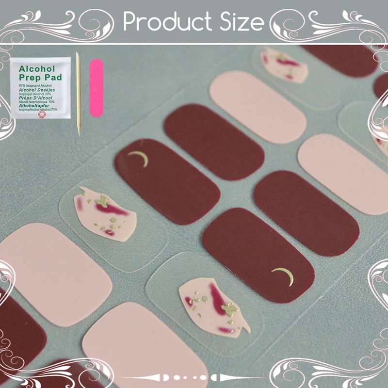 ZEPIQOR 20 pcs Nagelfolie Weinrot Gel Nagelfolien Selbstklebend Nail Sticker