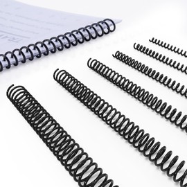 Epoium 120 Pack Spiral Binding Coils Multi Size, 4:1 Pitch Plastic Binding Coils Kit, 6 Different Sizes Black Spirals 1/4", 5/16", 3/8", 1/2", 5/8", 3/4", Spiral Binding Spines for Letter Size