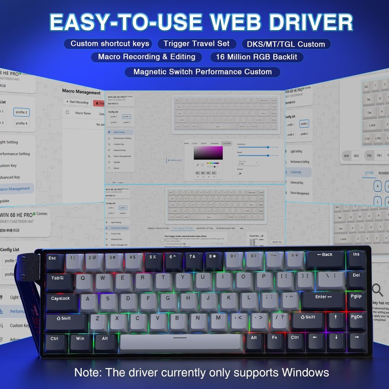 AULA WIN68 HE PRO - Hall Effect Gaming Keyboard with