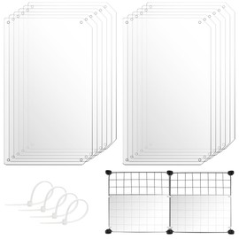 HeNdShe Cage Liner Guard 13.8'' x 8.4'' Extra Large, Pack of 12, Clear Side Edge Lining with Holes and Zip Ties, Fits Wire Cages for Rabbits, Guinea Pigs, Ferrets, Birds and Small Animals