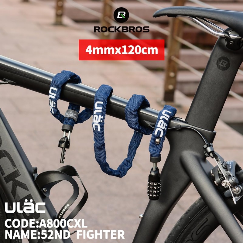 ULAC Bicycle Chain Lock Key Dial Lock Cable Lock Bike