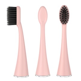 Replacement Toothbrush Heads for Burst Electric Toothbrush Adults with Dust Cover Caps, Soft Charcoal Bristles for Deep Cleaning, Plaque Removal and Whiting Teeth, 10 Counts, Rose Gold