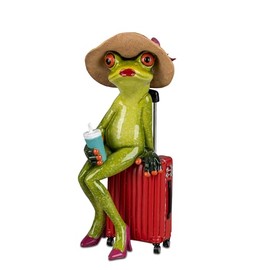 formano Frog Lady Tour Decoration Light Green Frog House (Woman with Suitcase and Hat)