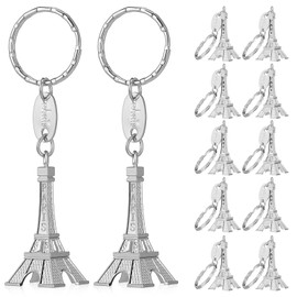 Toddmomy 12 Pieces Eiffel Tower Keychains Alloy Key Chain French Souvenirs For Purse Pendant Car Keychain Party Favors, silver