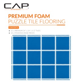 CAP Barbell 1/2 Interlocking EVA Foam Exercise Puzzle Mats - 2 Pack | 24" x 24" x 1/2" | T Pattern - Blue