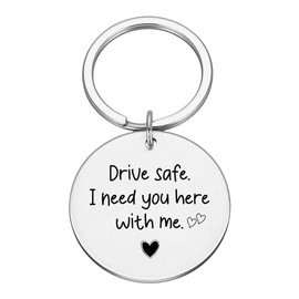Drive Safe I Need You Here With Me Keychain - Cute Couples Gift - Boyfriend Gift - Girlfriend Gift #K104
