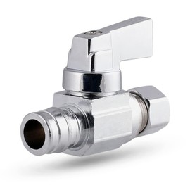 Midline Valve 27-XT12-OM Pex Water Supply Stop Valve with Quarter Turn HANDLE ; One Piece Design; Straight Shut-off for Toilet, Sink, Dishwasher; 1/2 in. PEX x 3/8 in. COMP; Chrome Plated Brass