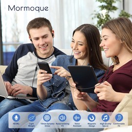 MORMOQUE EP-06 Wired Earbuds in-Ear Earphones,Build-in Microphone Noise Isolating Headphones,3.5mm Jack 4.9ft Long Cord Ear Buds,HD Bass Audio,with 6 Ear Tips,for Smartphones/Laptop/Computer Etc-Black