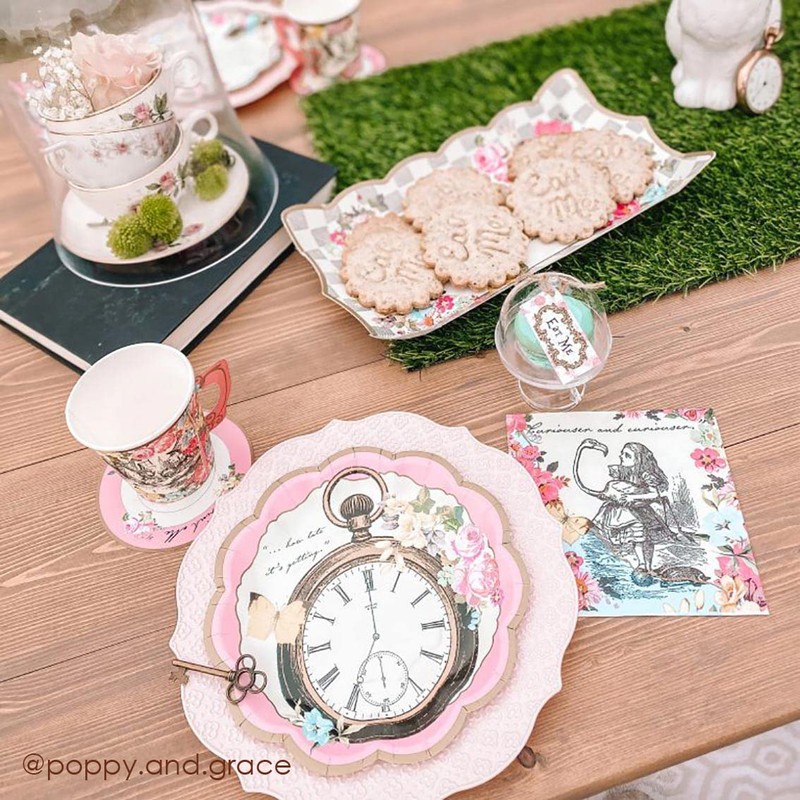 Talking Tables Truly Alice in Wonderland Birthday Tea Wreaths Serving