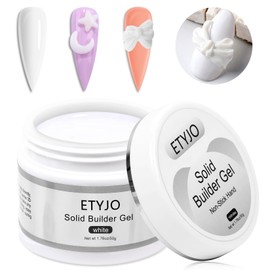 Solid Nail Gel 50g Large Capacity White Solid Gel Builder for Nails Non-Stick Hand Nail Extension Gel Nail Art Hard Gel for Nails 3D Carving Gel for Nail art Salon UV Home DIY