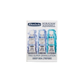 Schmincke Horadam Aquarell, Super Granulation Trio Deep Sea, 5 ml Tubes, 74 614 097, Cardboard Set, Very Strong Granulating Colours, Finest, Super Granulating Watercolour Paints
