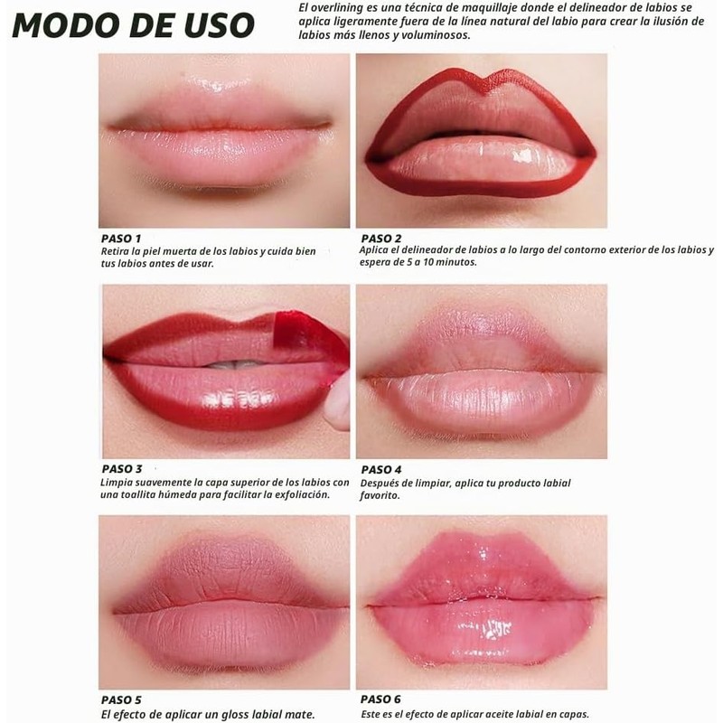Bluemega Brillo Labial Peel-off, Set de 3- Fórmula Tipo Gel,